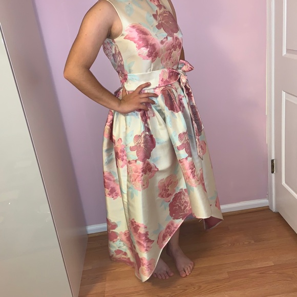 TAHARI Womens Ivory Floral Hi-Lo Dress - Picture 3 of 8